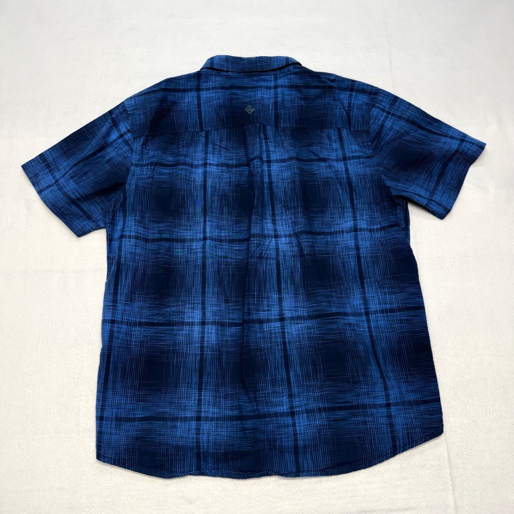 Prana Breathe Lukas Mens XL Blue Plaid Short Sleeve Button Down Casual Outdoor - Picture 8 of 14